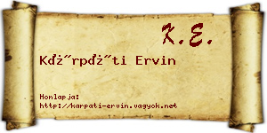 Kárpáti Ervin névjegykártya