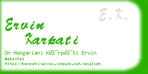 ervin karpati business card